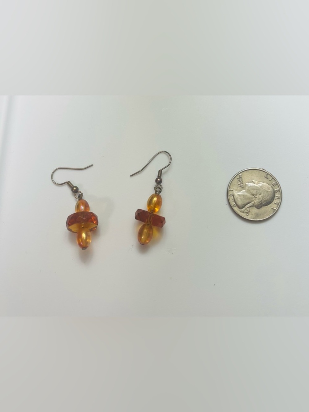 Hand Crafted Orange and Amber Glass Bead Drop Earrings